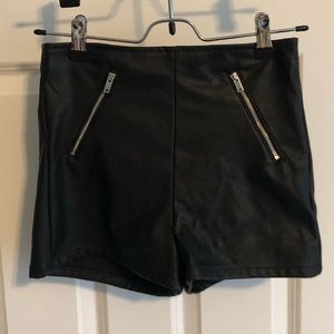 H&M Black Leather Shorts